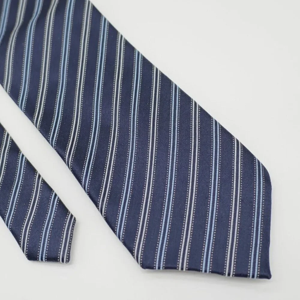 Calvin Klein Blue Striped Woven‎ Silk Tie